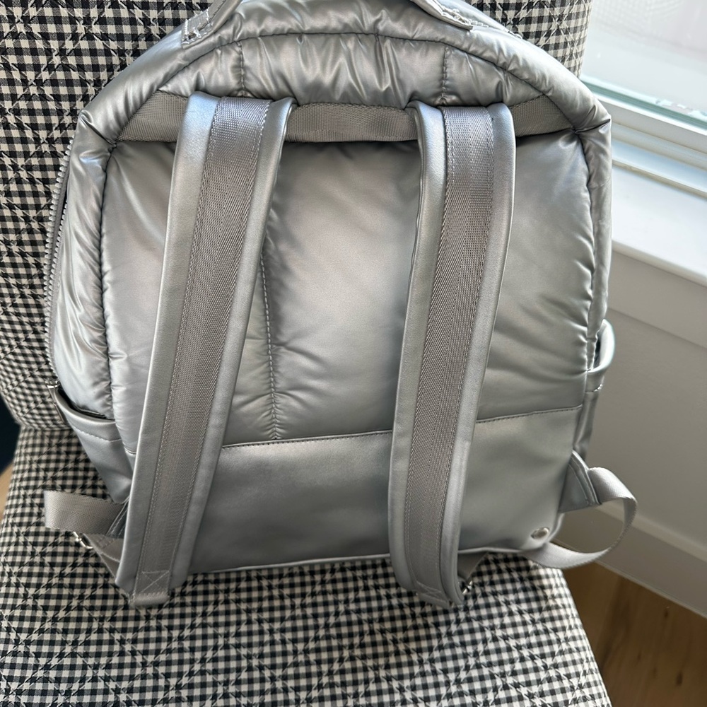 Stylish Silver Quilted Backpack - image 2